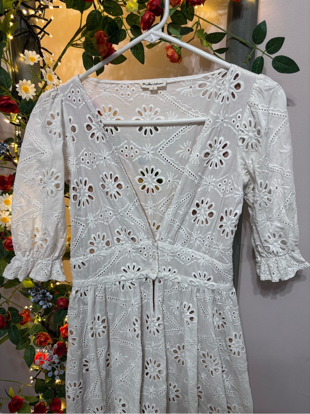 X Revolve Eyelet Dress For Love & Lemons Size S - Picture 5 of 10